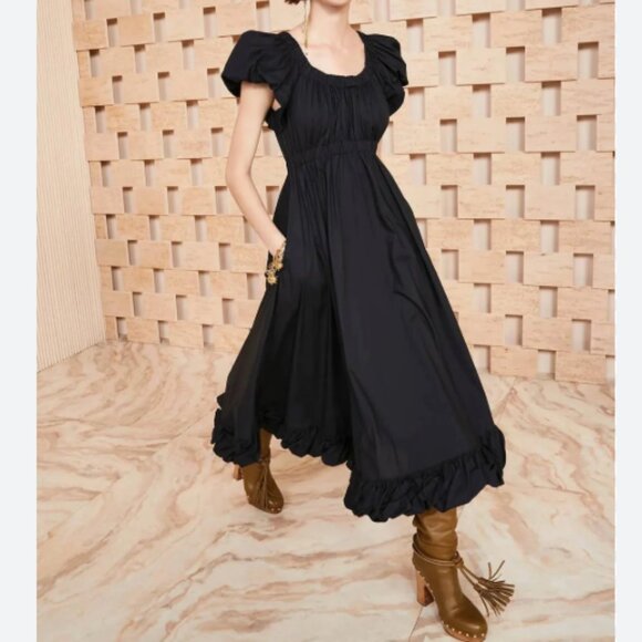 ULLA JOHNSON Dresses & Skirts - Ulla Johnson Nanette Midi Dress in Noir Black Size 4